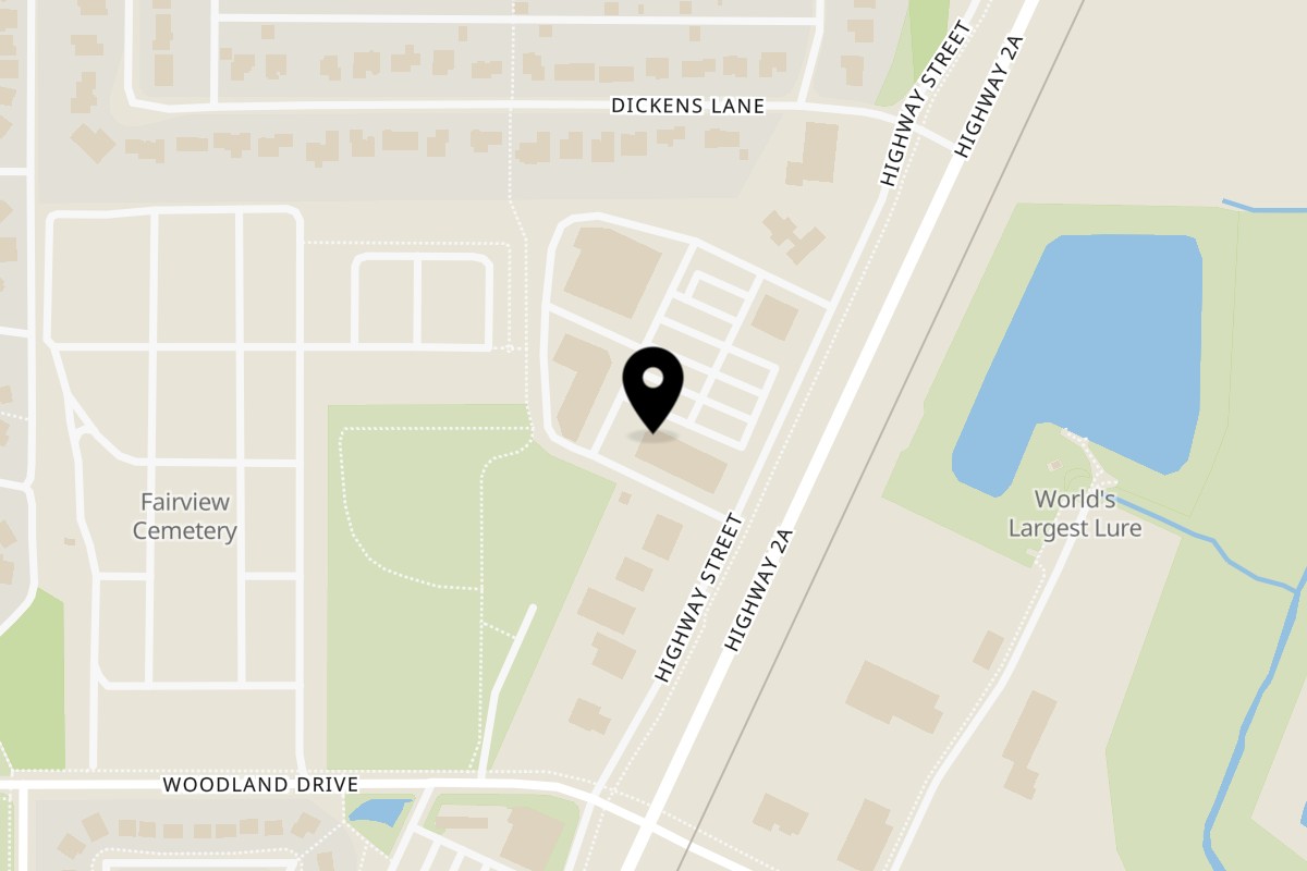 Map showing the location of Pho & Rice on 5832 Alberta 2 Alternate in Lacombe